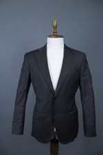 SuitSupply Black Pinstripes 2 Button Notched Lapel Pockets Blazer Jacket Sz 38L