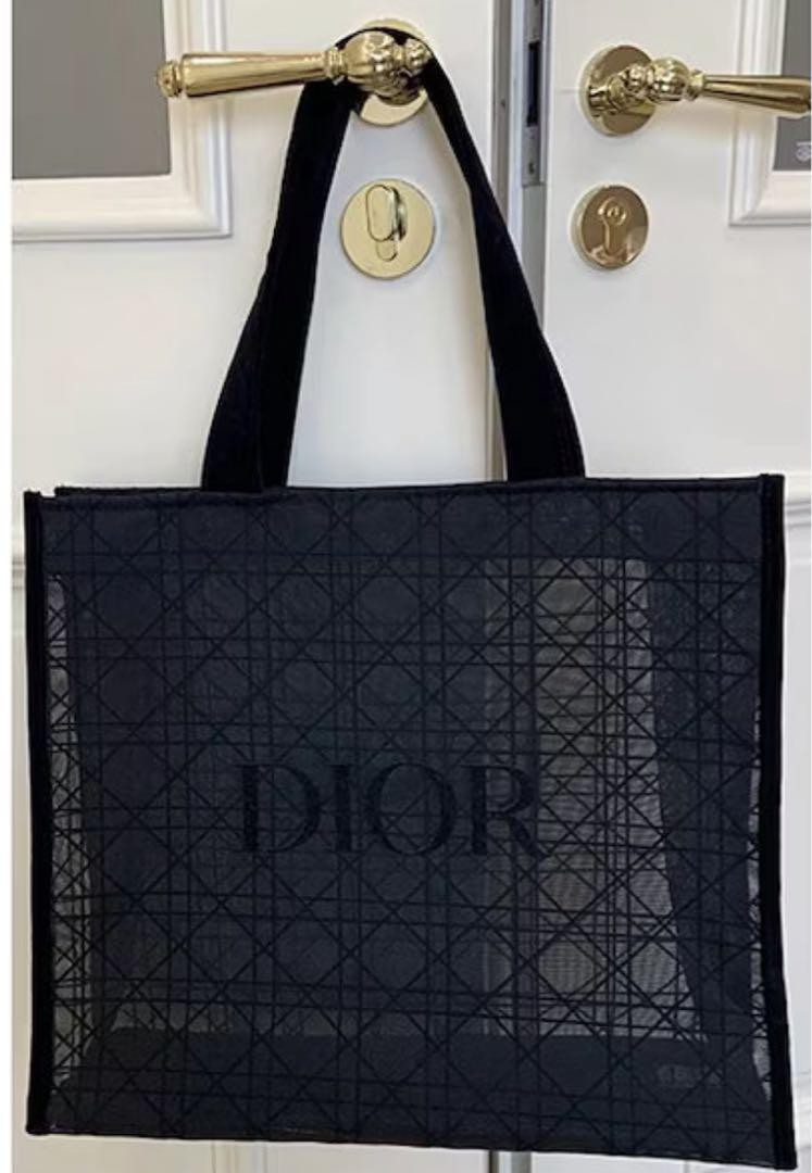 DIOR mesh tote bag in black with novelty design #19293d