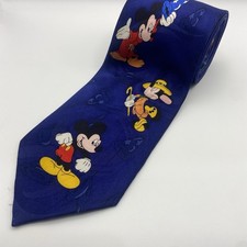 90s DISNEYLAND Resorts Mickey Steamboat Willie Fantasia Dancing Theme Tie Silk
