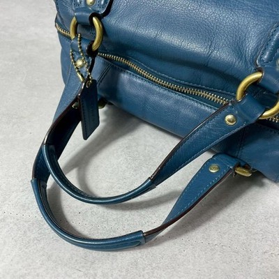 バッグ Vintage Coach Nubuck Turn Lock Bag Blue Vintage Coach Turn Lock Handbag Turquoise Blue Leather Satchel Bag