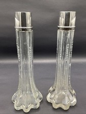1 Paar Kristallvasen mit Silbermontur, Vase 800er Silberrand