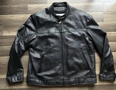 Cafe Racer Moto Biker M. Julian Wilson's Black Leather Jacket Mens XL EUC