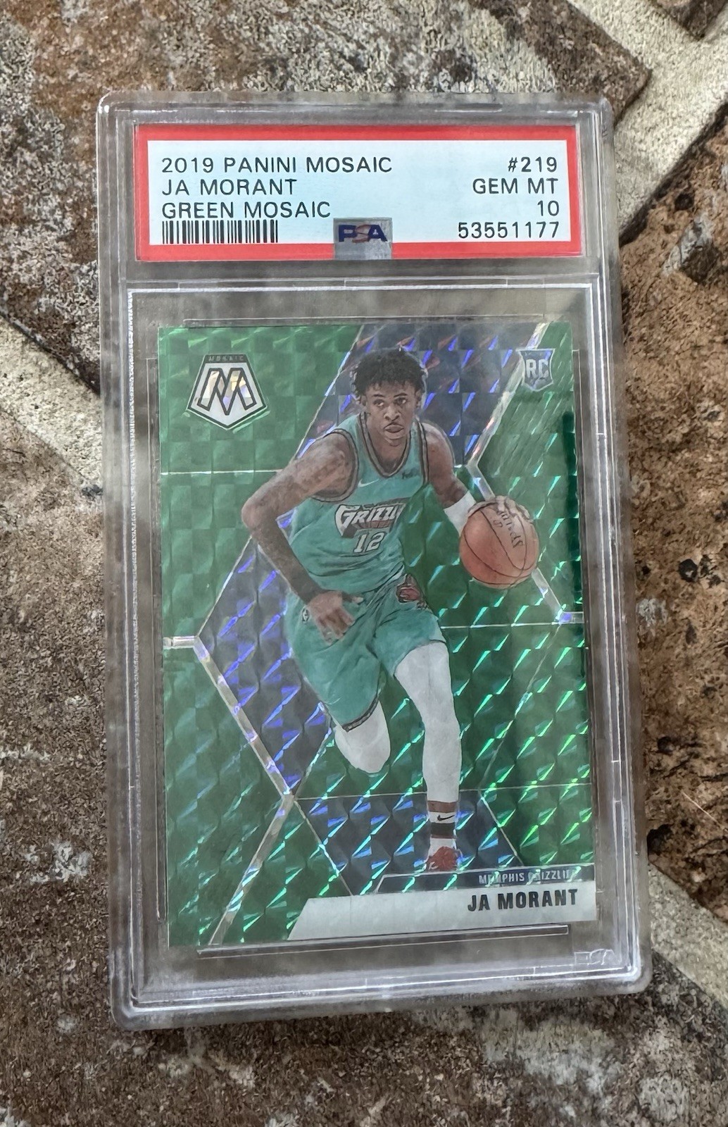 2019 Ja Morant Green Mosaic 219 PSA 10