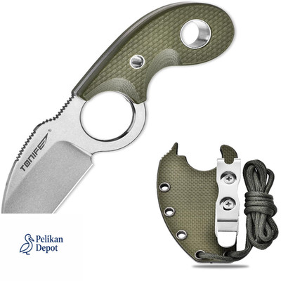 Crescent Neck Knife 8Cr14MoV Stahl Full Tang Messer mit Lanyard