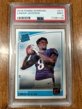Lamar Jackson 2018 Rated Rookie Card #317 PSA Mint 9. rookie card picture
