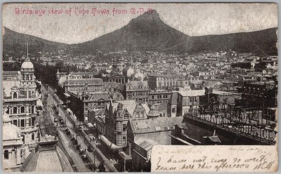 Birds Eye View Cape Town from GPO Table Mountain Litho Postcard H85