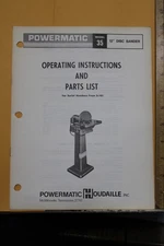 Vintage Powermatic Houdaille Model 35 12" Disc Sander Manual Parts List