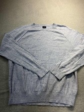 J.Crew Men's Large Blue Marled Cotton Blend Crew Neck Pullover Sweater