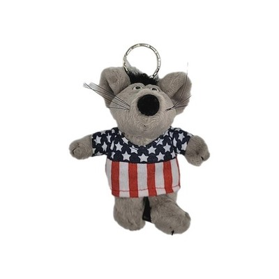VTG Uli Stein 2002 Plush 4'' Mouse Key Ring W/ Tag American Flag Shirt US MAUS