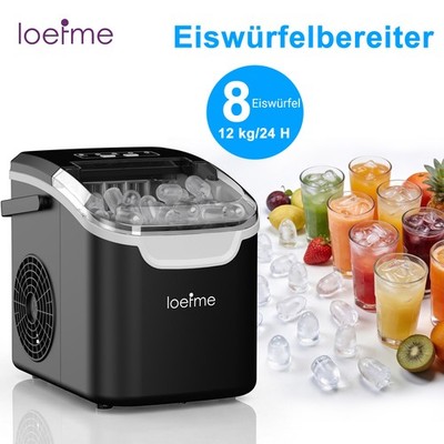 LOEFME Eiswürfelmaschine Eiswürfelbereiter 0.8L Ice Maker 8 Eiswürfel in 6min