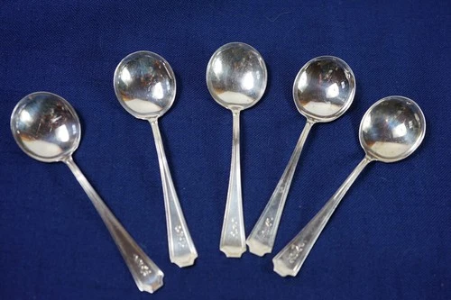 GORHAM STERLING "FAIRFAX PATTERN" CREAM SOUP SPOONS -MONOGRAM