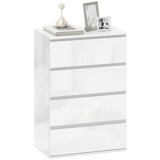 HOMCOM Bedroom Chest of Drawers, High Gloss 4 Drawers Dresser, White