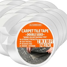 Double Sided Carpet Tile Tape 2inx90ft 12 Pack Heavy