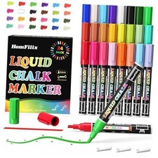 24-Color Liquid Chalk Markers Set, Erasable, Dust-Free, for 1 Count Pack of 1 