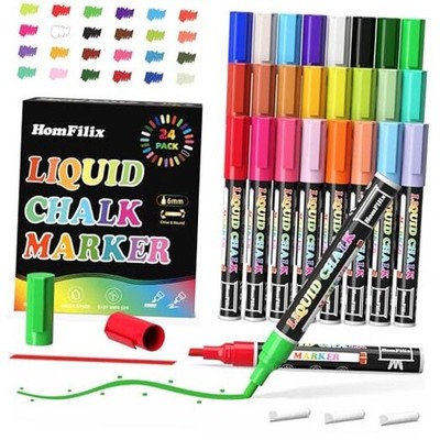 24-Color Liquid Chalk Markers Set, Erasable, Dust-Free, for 1 Count (Pack of 1)