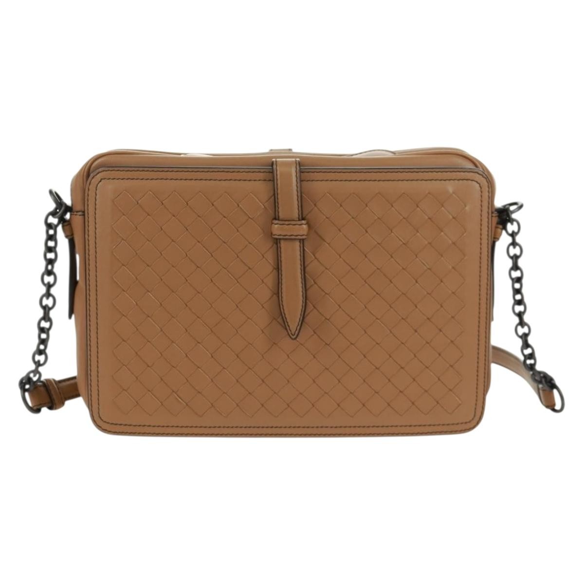 Bottega Veneta Belt Flap Camera Bag Intrecciato Nappa Beige Leather Shoulder bag