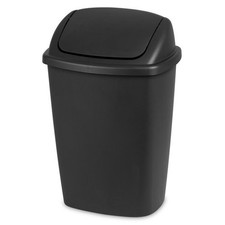 7.5 Gallon Kitchen Trash Can with Swing Top Lid Black Plastic Garbage Bin