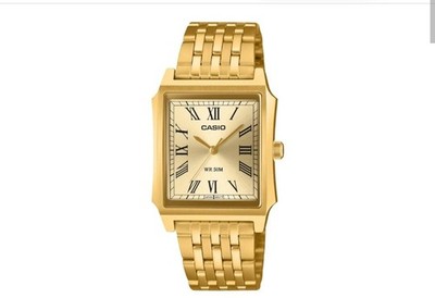 Casio MTP-B190G-9B Gold Tank Watch NEW 2026 Roman Dial Stainless Steel 50M