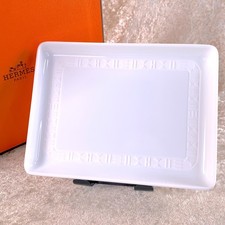 Hermes Paris Egee Sushi Plate Rectangle Change Tray Tableware Porcelain w/Box