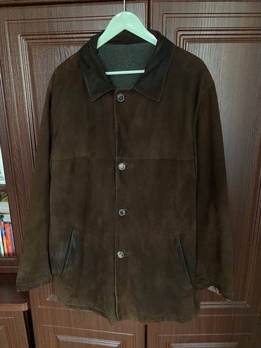 Salvatore Ferragamo, Salvatore Ferragamo Leather Button Jacket Vintage Size 52 Men Color Brown