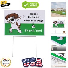 No Pooping Dog Signs for Yard, Clean Up After Your Dog Signs with H-Stake Sta...