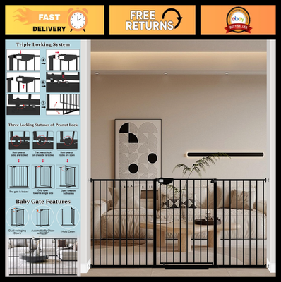 #ad #ad Extra Wide Baby Gate 68 76quot; Pressure Mounted Walk Through Auto Close Safety Gate $200.99