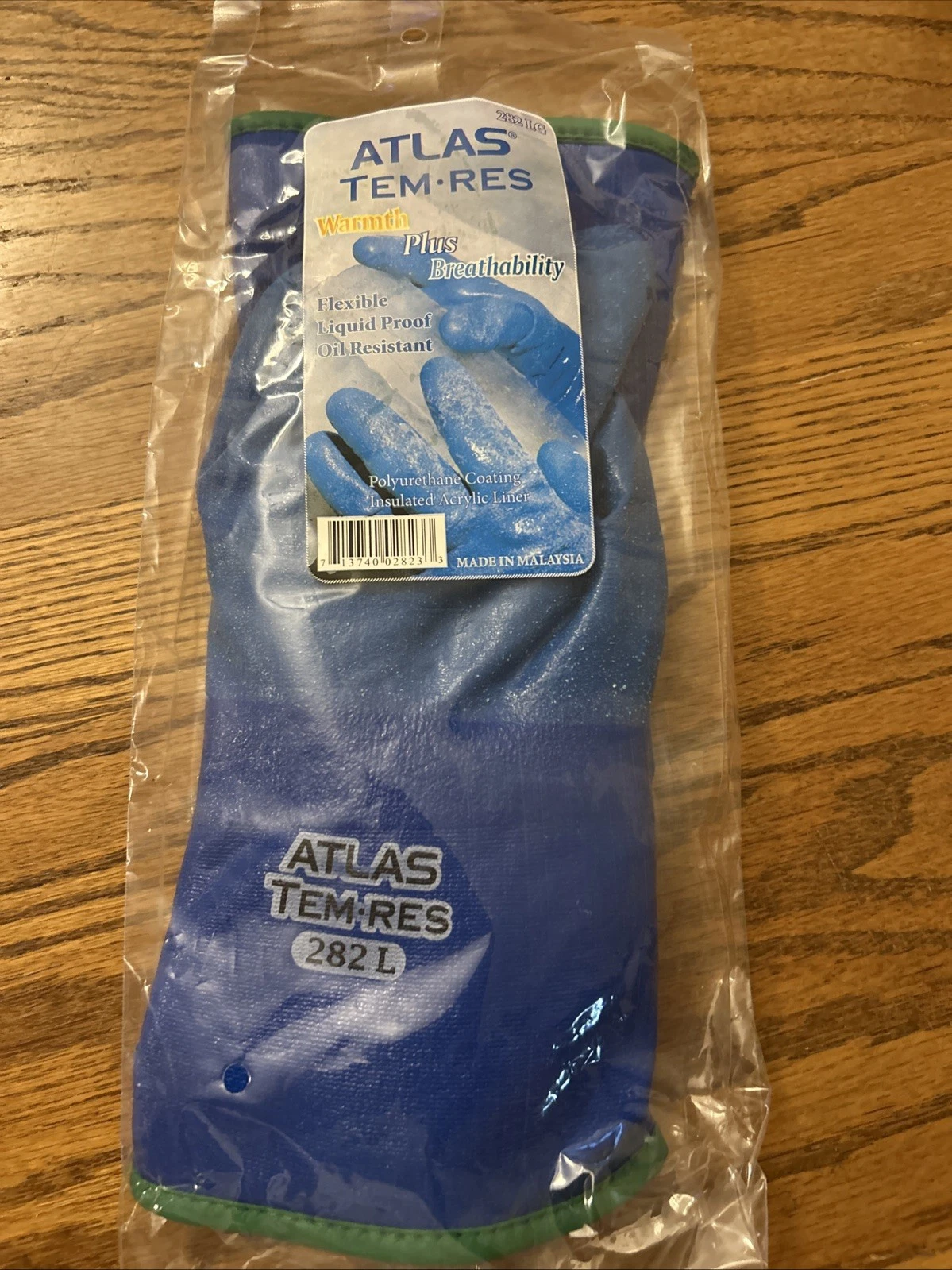 Atlas Tem-Res Gloves : Liquid Proof Insulated Acrylic Liner , New 282 LG