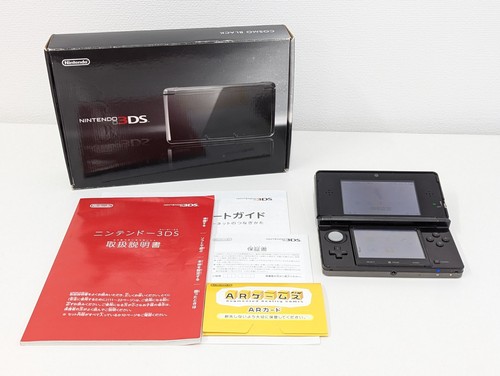 L2708 Versand Kostenlos Nintendo 3DS Konsole Schwarz Japan mit Box Pen Handbuch