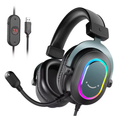 Fifine RGB Gaming Headset 7.1 Surround Sound with Mic EQ Modes