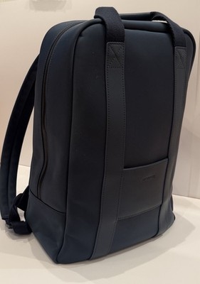 Monos Metro Backpack Vegan Leather Oxford Blue Navy Laptop Travel Bag Minimalist