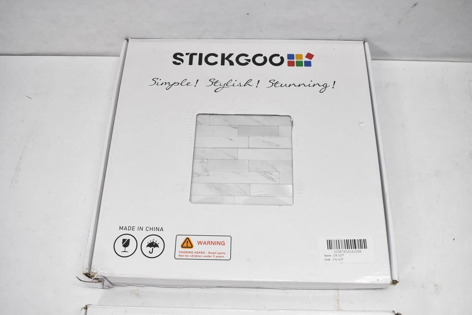STICKGOO Peel & Stick Backsplash Tiles White Marble Metal Mosaic Lot of 2 Boxes - Image 2 of 4