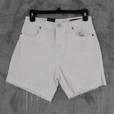 BLANKNYC The Warren High Rise Mid Length Shorts White Size 27 Raw Hem Denim NWT