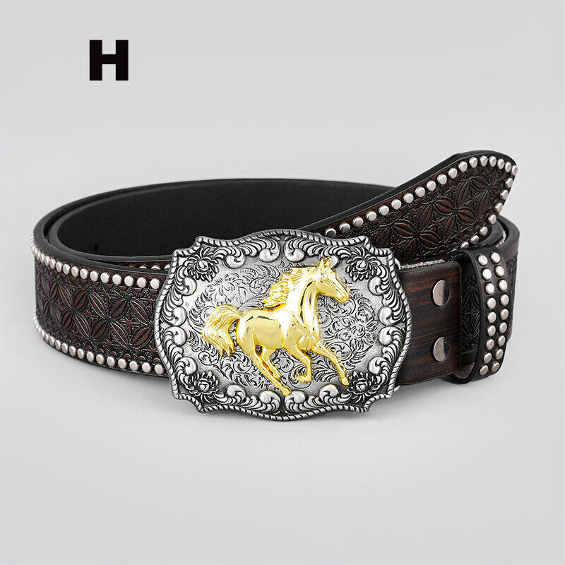 未使用western belt Western Cowboy Belt for Men Women PU Leather Vintage Buckle