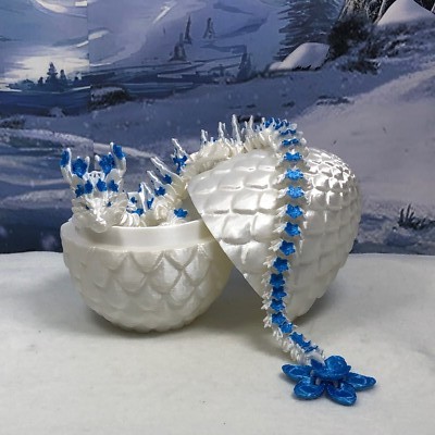 Cherry Blossom Dragon with Dragon Egg, 3D Printed Articulated Dragon Fidget Toy