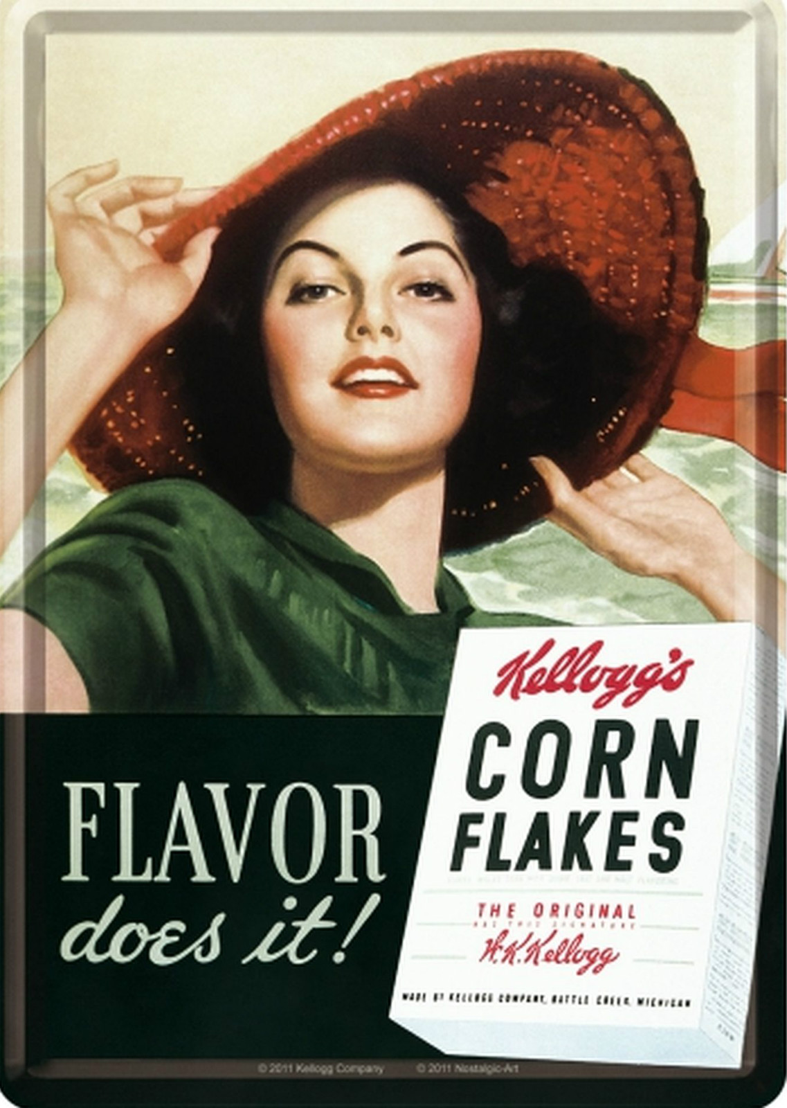 Nostalgic Art Kelloggs Corn Flakes Flavor Does It Werbung Blechkarte +