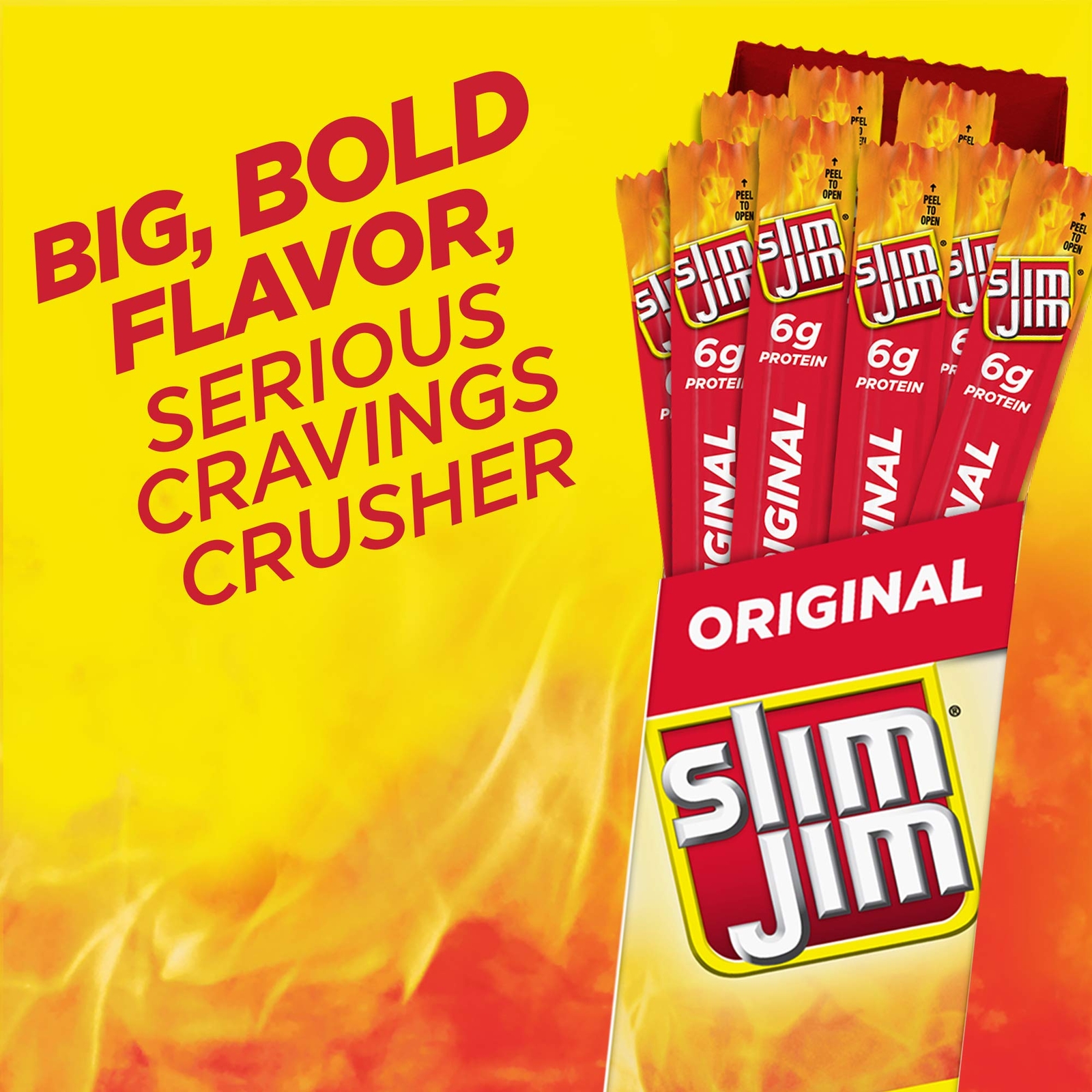 Slim Jim Giant Original Flavor Smoked Meat Sticks 24 Count 6g Protein Snack