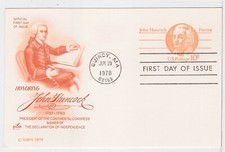 TurtlesTradingPost- John Hancock- 1978 #UX74  Postal Card FDC- Artcraft Cachet