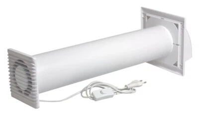 SYSTERM Klein Leise Lüfter Set 100mm + Lüftungsrohr + Aufnahme + Kabel - Weiß 93 m3/h