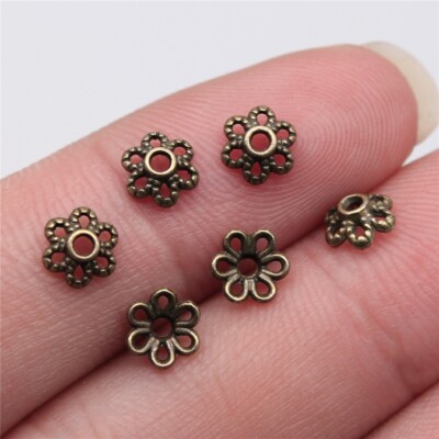100pcs 5x5mm Alloy Charm Floral Hollow out Bead Cap