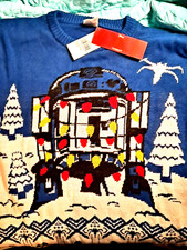 STAR WARS Christmas Sweater R2-D2 Festive Blu...