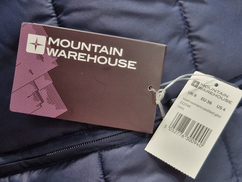 Mountain Warehouse Puffer Gilet BNWT Women's Size 8 Navy Blue Polyester Full Zip - Picture 10 of 18