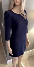 $178 JUICY COUTURE S Small 4 6 Cotton Quilted Navy Blue Zip Back Shift Dress