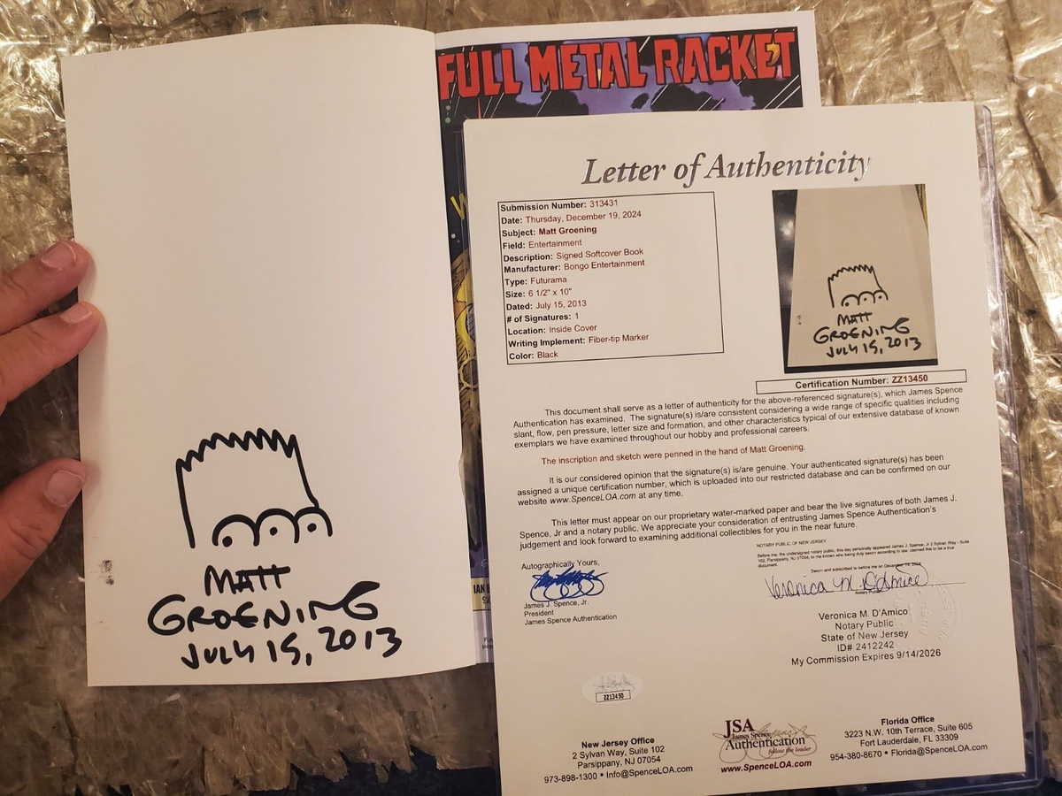 😜 Signed Matt Groening drawing Simpsons w/Business Card Comic Con