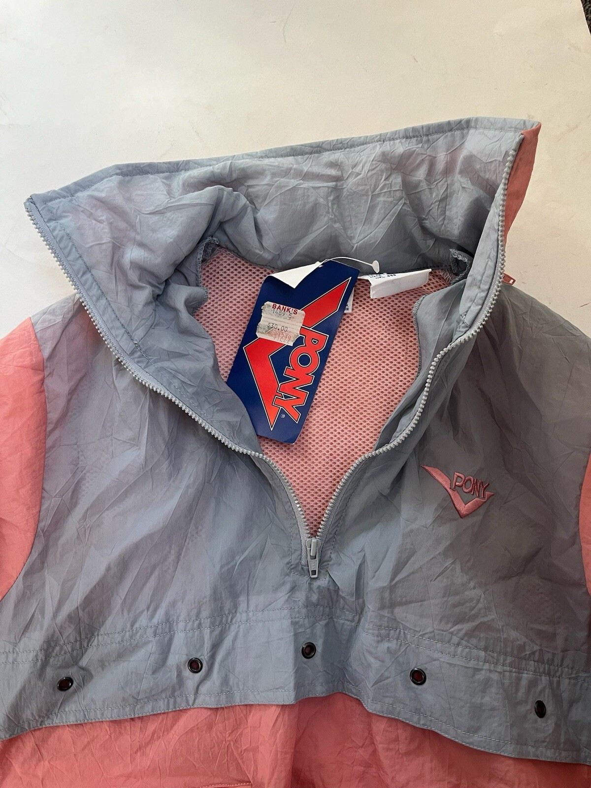 giacca a vento vintage PONY 1 4 zip donna taglia small fondo di magazzino nuova con etichetta anni 80