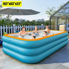Family Inflatable Swimming Pool for Kids Adults Thickened Large 102" x 63" x 22"