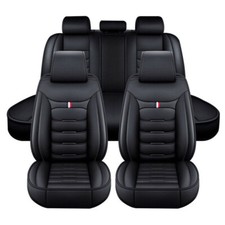 5-seats Car Seat Covers Pu Leather Front Rear Back Cushion Full Set Universal