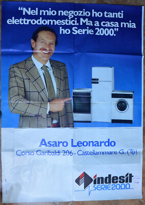 Original Advertising Poster Indesit Technology Home Appliances 80s