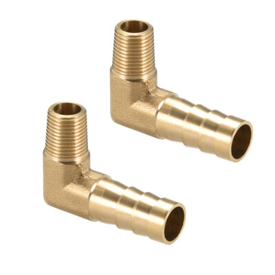 Brass Barb Hose Fitting 90 Degree Elbow 10mm Barbed x 1/8 PT Male Thread 2pcs