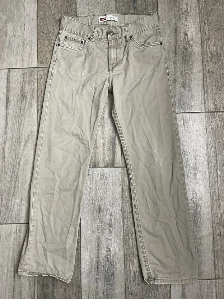 Pantalones de mezclilla Levis 514 pierna recta niños talla 18 29X29 tiro bajo beige tostado Foto 2 de 4