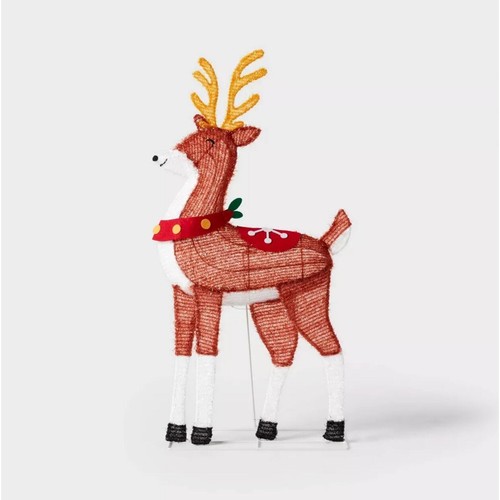 LED Dewdrop Tinsel Reindeer 33" Christmas Outdoor Sculpture Light Up Holiday Dec - 第 3/5 張圖片